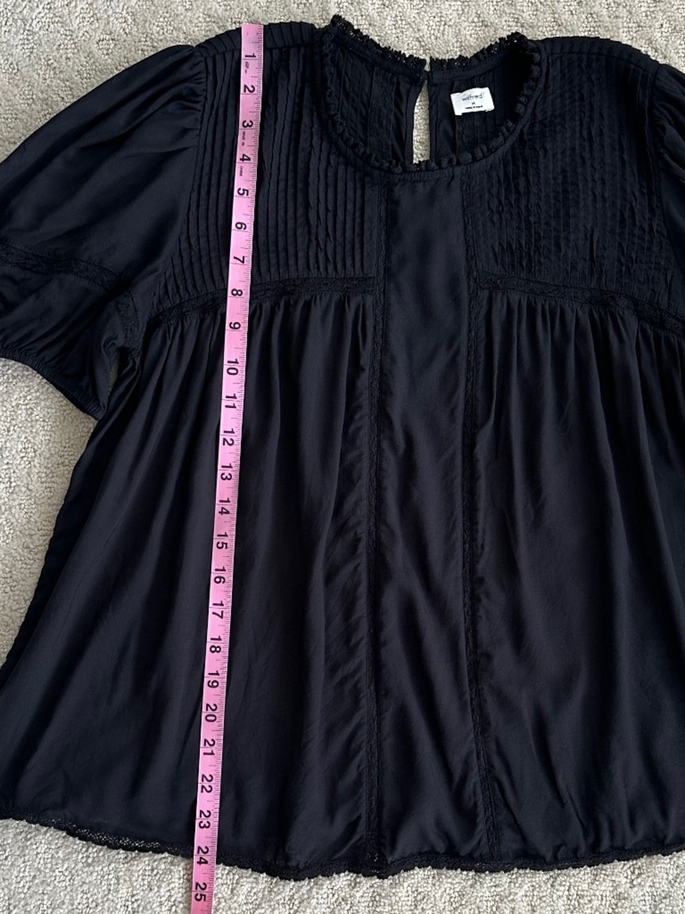 Aritzia Wilfred Wallflower Blouse Black Medium Romantic Relaxed Flowy Babydoll - Picture 9 of 10